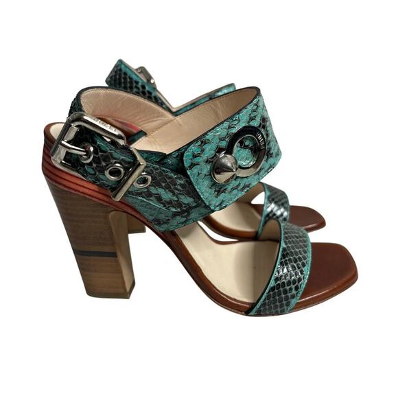Fendi Python Leather Sandal Blue Size 6 - Picture 1 of 5